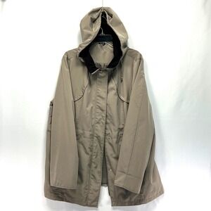 George Women Taupe Hooded Anorak Jacket 2X 18-20 GW00203Y Full Zip Lightweight
